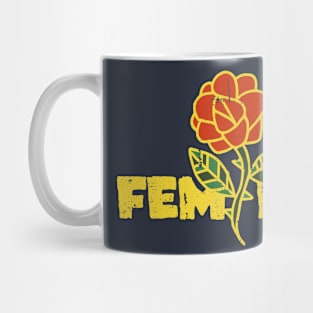 Retro Feminist red rose Mug